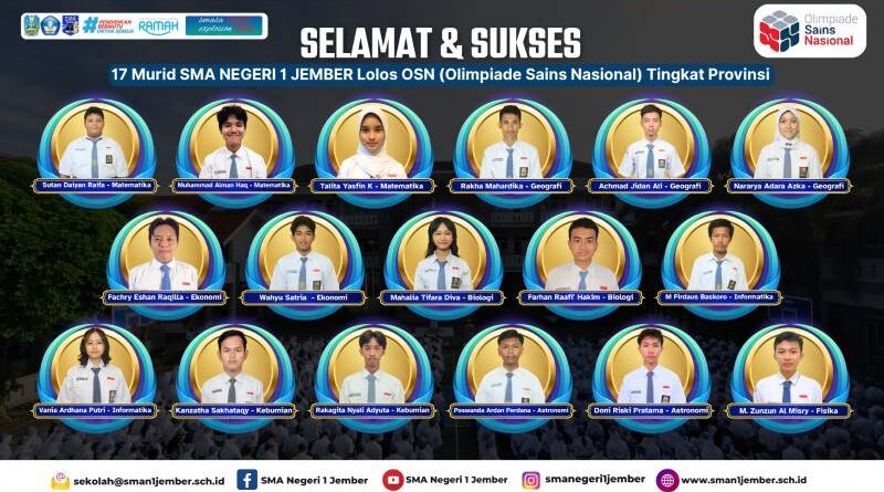 SMA Negeri 1 Jember Kembali Raih Prestasi di OSN