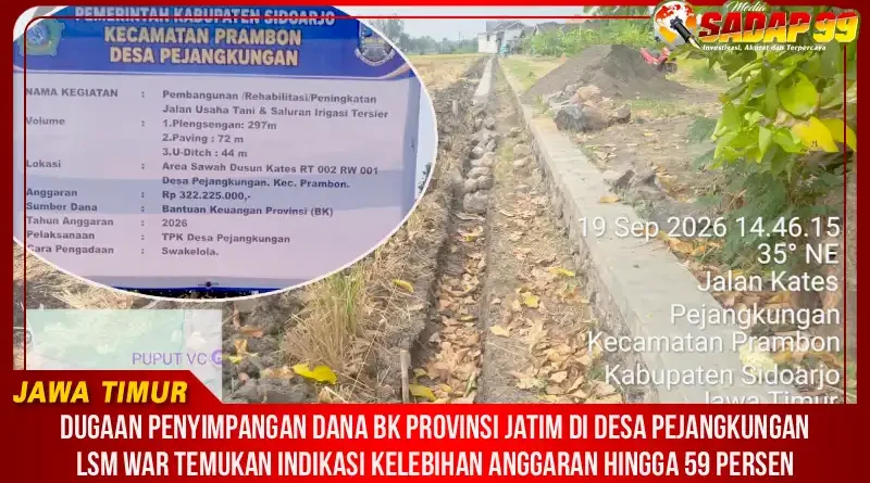 Dugaan Penyimpangan Dana BK Provinsi Jatim di Desa Pejangkungan, LSM WAR Temukan Indikasi Kelebihan Anggaran Hingga 59 Persen